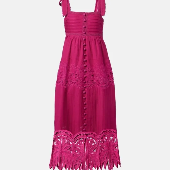 Farm rio pink daisy embroidered sleeveless midi dress - Picture 5 of 9